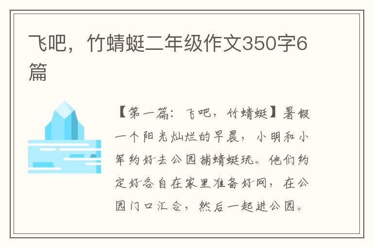 飞吧，竹蜻蜓二年级作文350字6篇