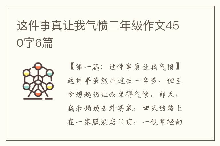 这件事真让我气愤二年级作文450字6篇