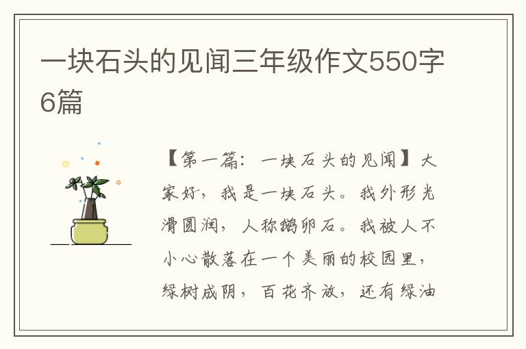 一块石头的见闻三年级作文550字6篇