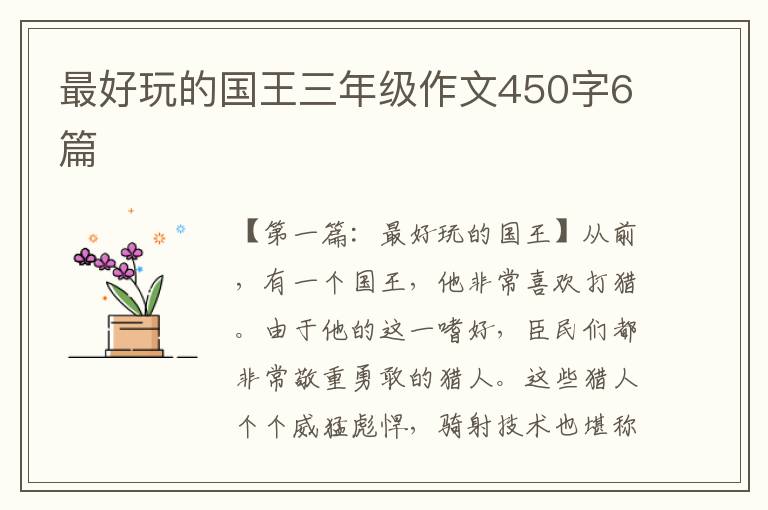 最好玩的国王三年级作文450字6篇