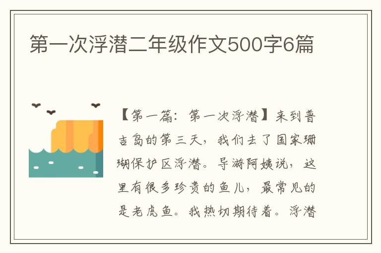 第一次浮潜二年级作文500字6篇