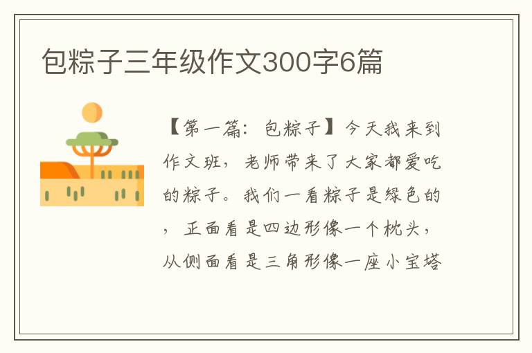 包粽子三年级作文300字6篇