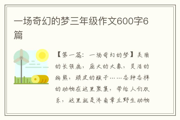 一场奇幻的梦三年级作文600字6篇