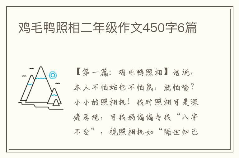 鸡毛鸭照相二年级作文450字6篇