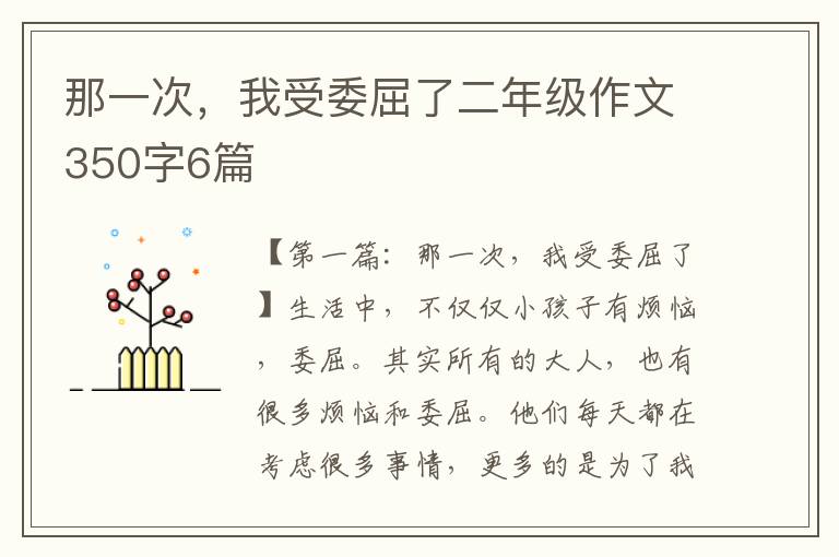 那一次，我受委屈了二年级作文350字6篇