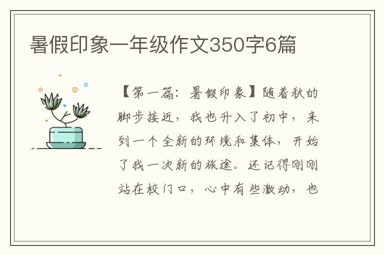 暑假印象一年级作文350字6篇