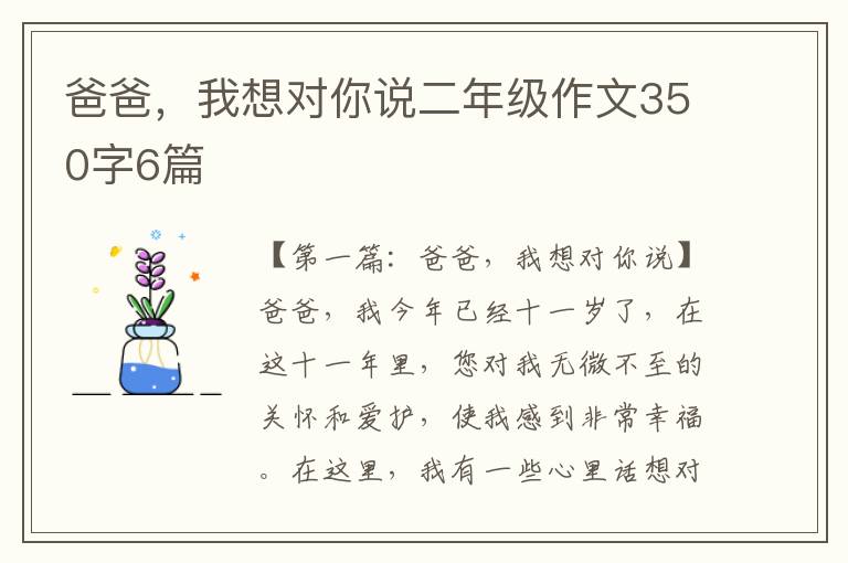 爸爸，我想对你说二年级作文350字6篇