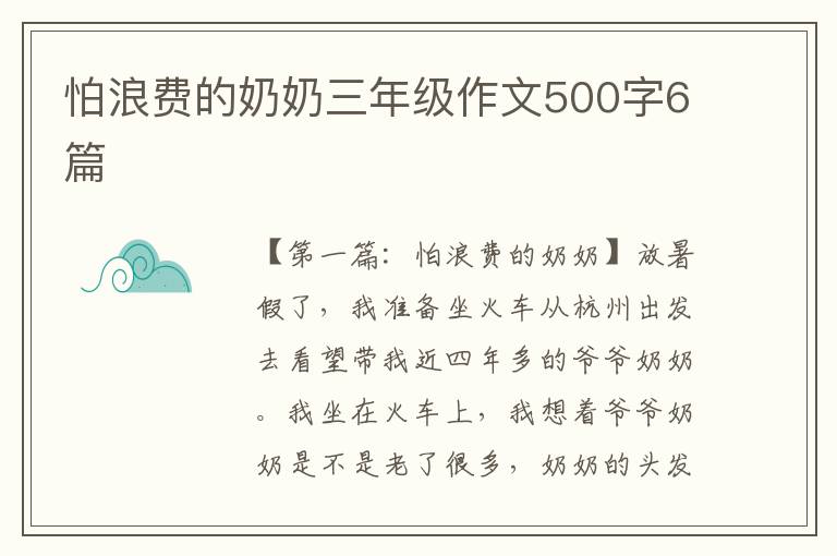 怕浪费的奶奶三年级作文500字6篇