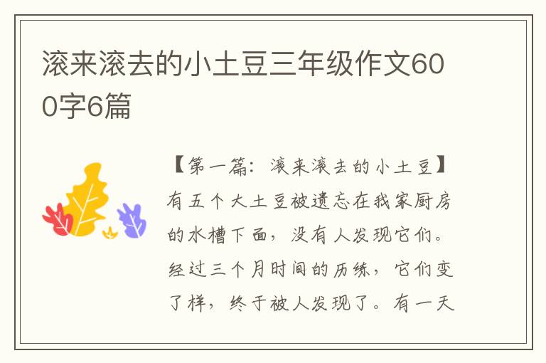 滚来滚去的小土豆三年级作文600字6篇