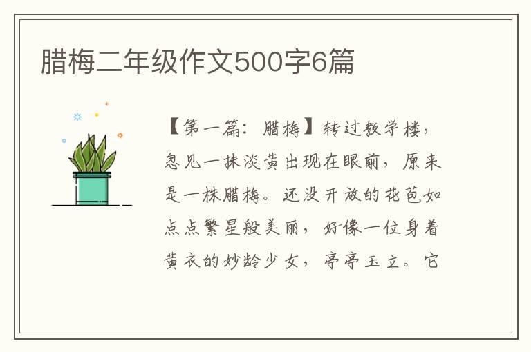 腊梅二年级作文500字6篇