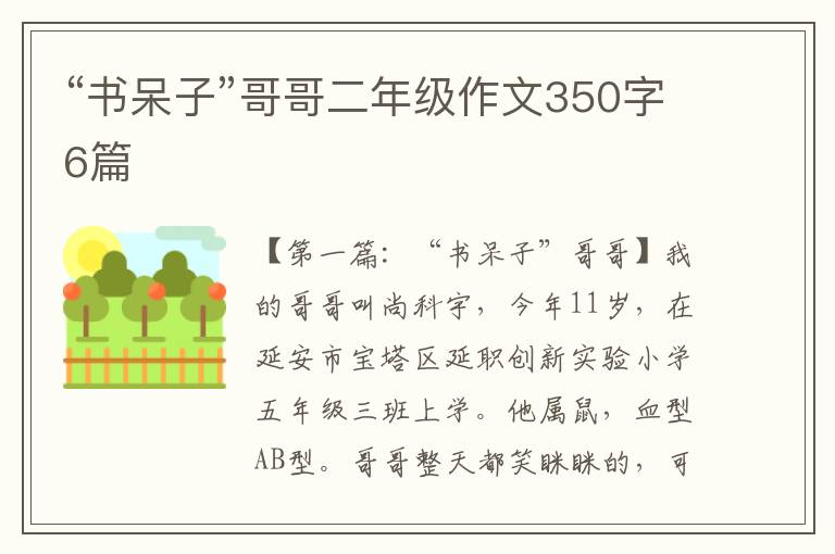 “书呆子”哥哥二年级作文350字6篇