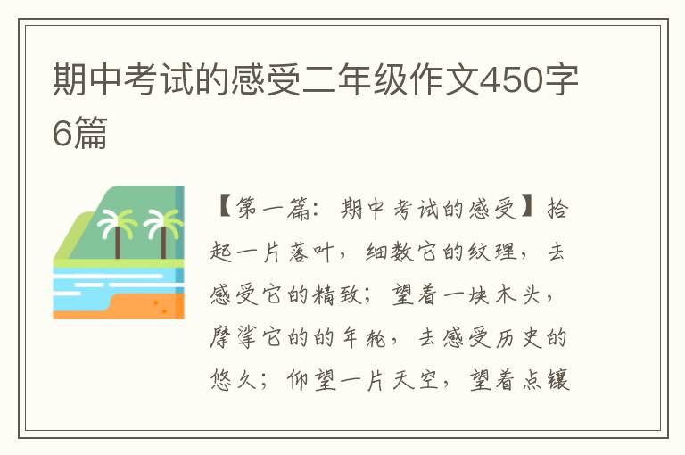 期中考试的感受二年级作文450字6篇