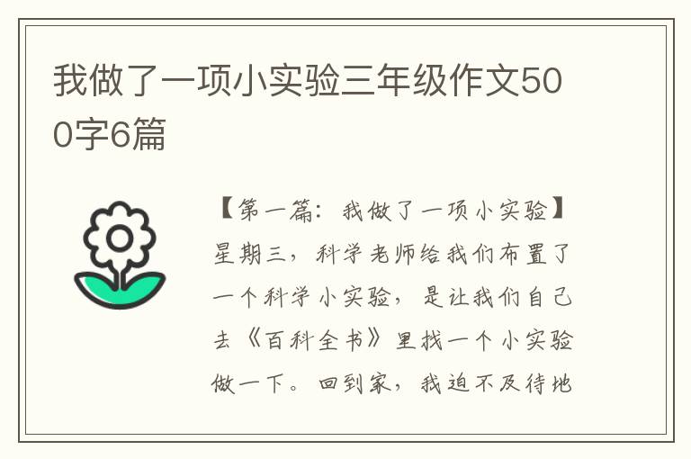 我做了一项小实验三年级作文500字6篇