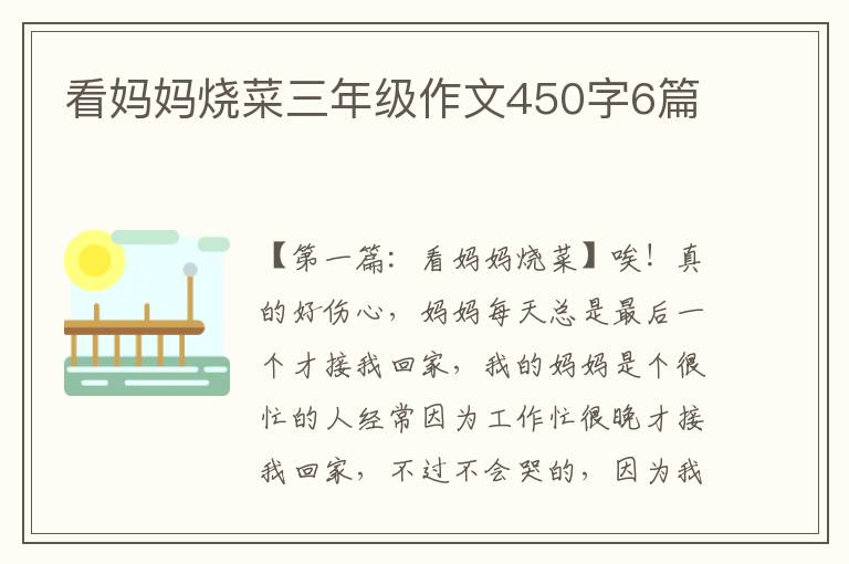 看妈妈烧菜三年级作文450字6篇