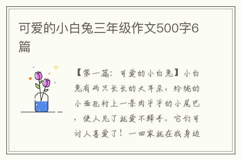 可爱的小白兔三年级作文500字6篇