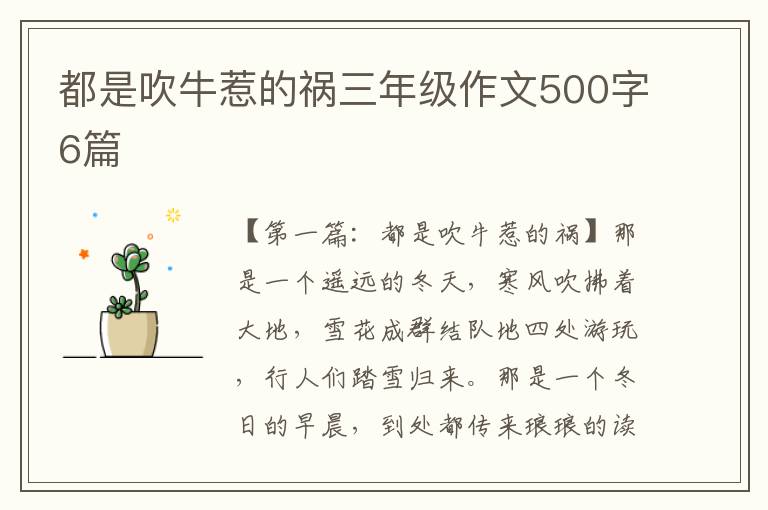 都是吹牛惹的祸三年级作文500字6篇