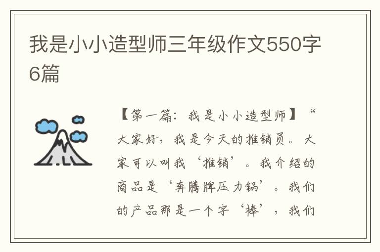 我是小小造型师三年级作文550字6篇