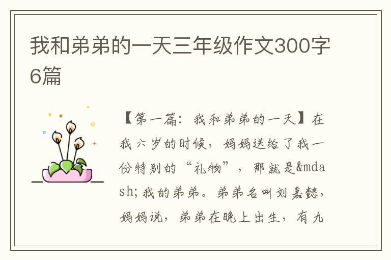 我和弟弟的一天三年级作文300字6篇