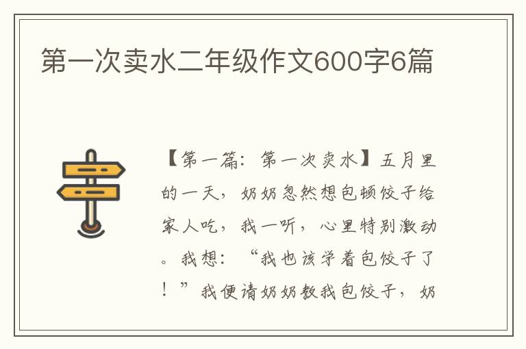 第一次卖水二年级作文600字6篇