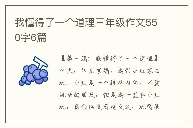 我懂得了一个道理三年级作文550字6篇