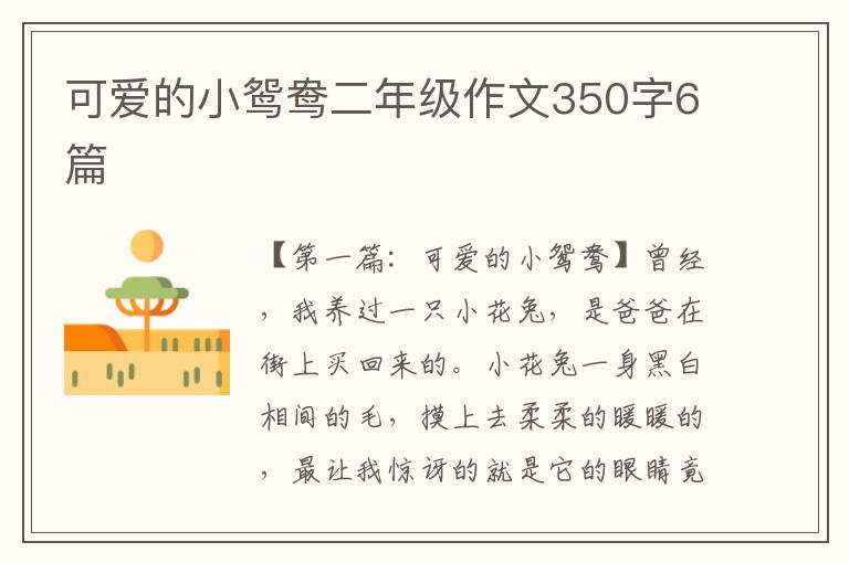 可爱的小鸳鸯二年级作文350字6篇