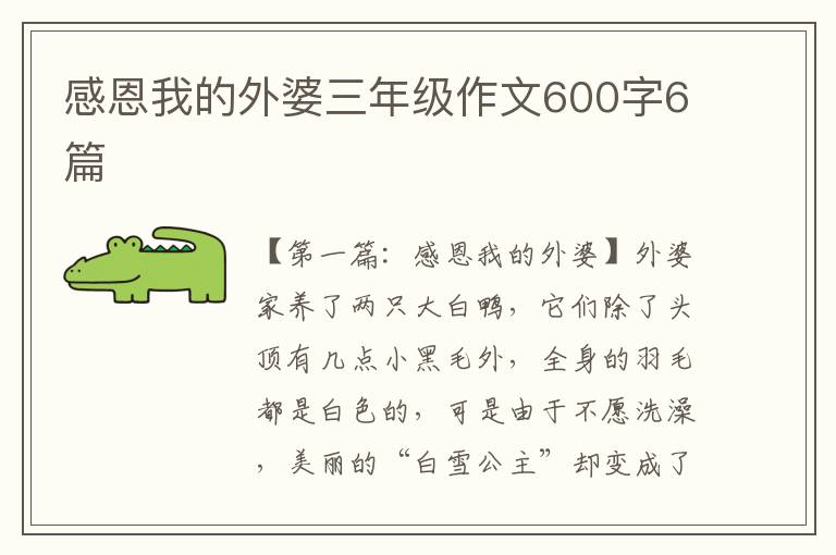 感恩我的外婆三年级作文600字6篇