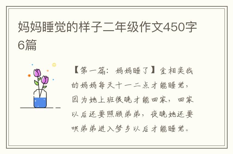 妈妈睡觉的样子二年级作文450字6篇