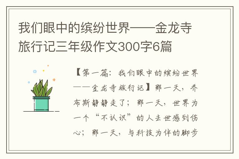 我们眼中的缤纷世界——金龙寺旅行记三年级作文300字6篇