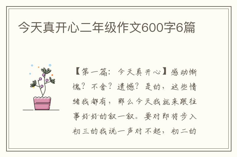 今天真开心二年级作文600字6篇