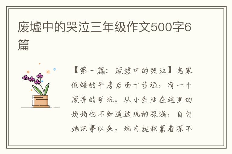 废墟中的哭泣三年级作文500字6篇