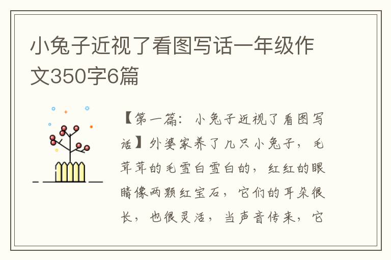 小兔子近视了看图写话一年级作文350字6篇