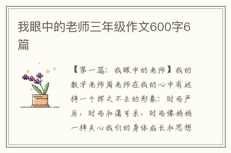 我眼中的老师三年级作文600字6篇