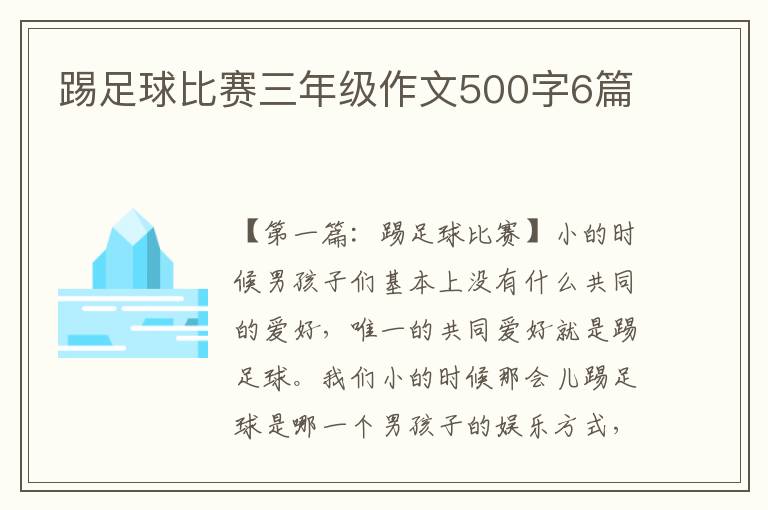 踢足球比赛三年级作文500字6篇