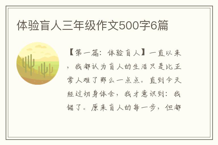 体验盲人三年级作文500字6篇