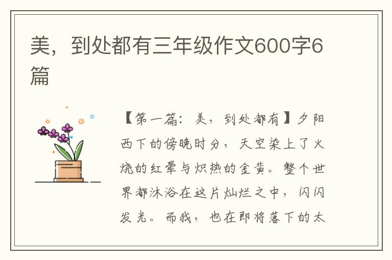 美，到处都有三年级作文600字6篇