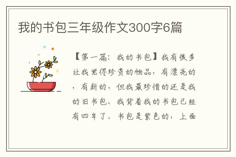 我的书包三年级作文300字6篇