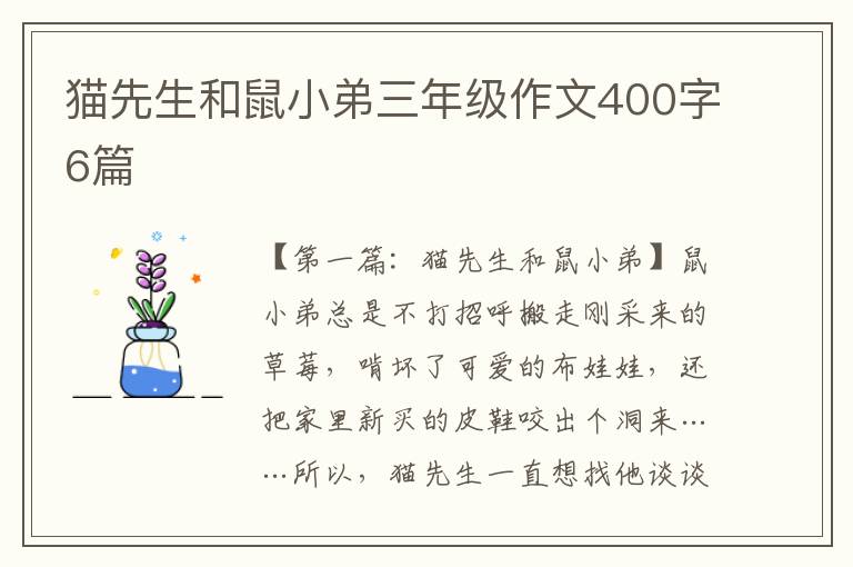 猫先生和鼠小弟三年级作文400字6篇