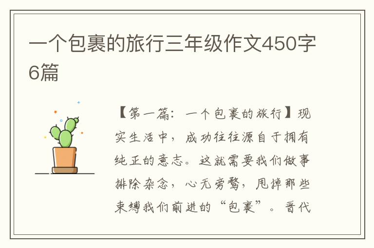 一个包裹的旅行三年级作文450字6篇