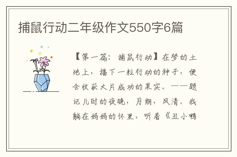 捕鼠行动二年级作文550字6篇