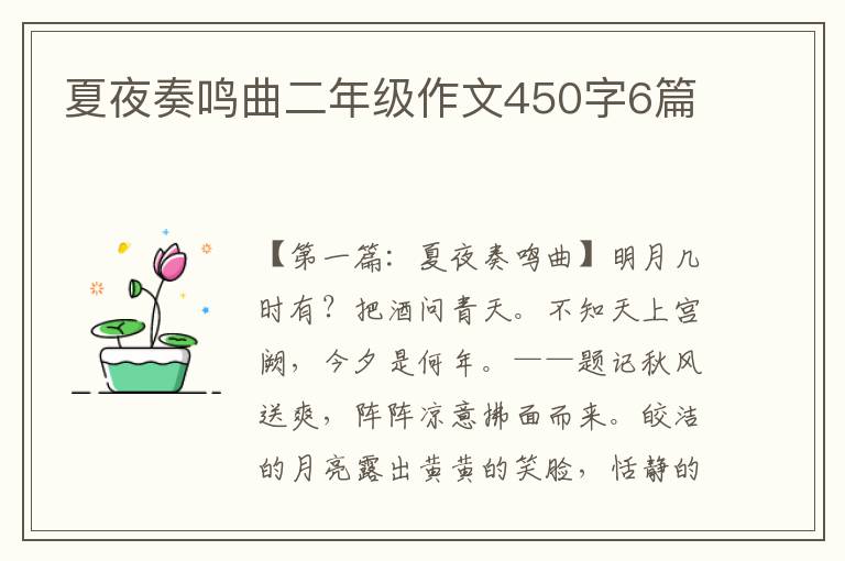 夏夜奏鸣曲二年级作文450字6篇