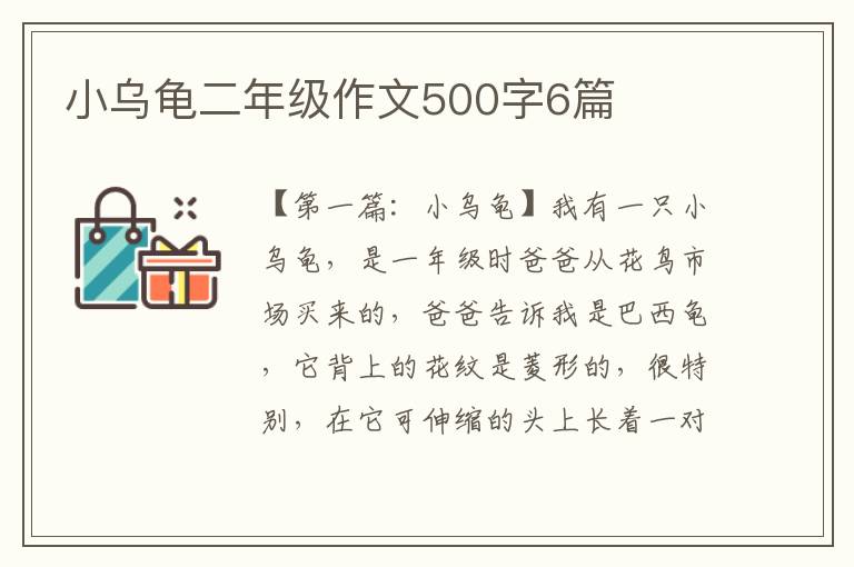 小乌龟二年级作文500字6篇