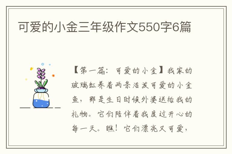 可爱的小金三年级作文550字6篇