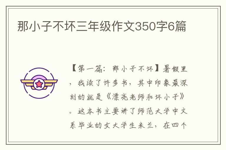 那小子不坏三年级作文350字6篇