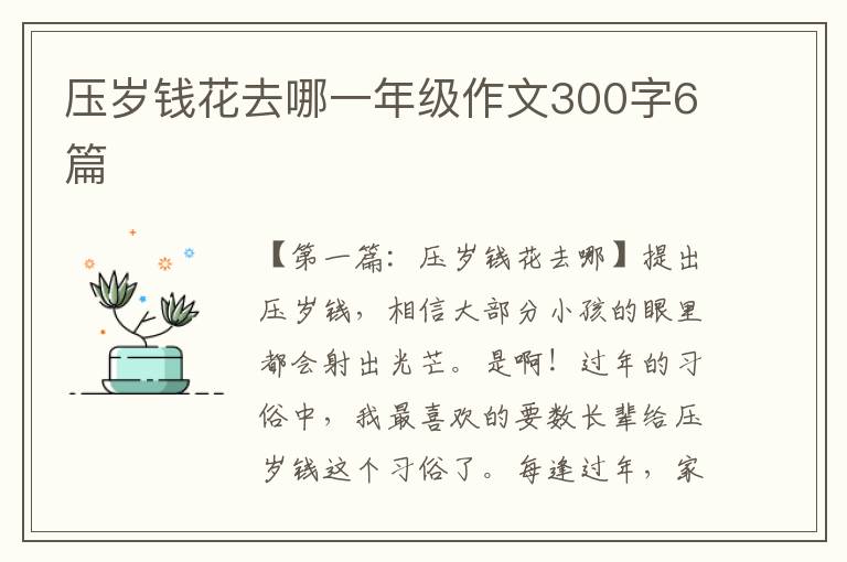 压岁钱花去哪一年级作文300字6篇