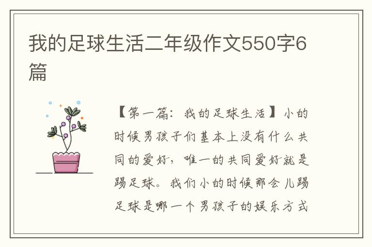 我的足球生活二年级作文550字6篇