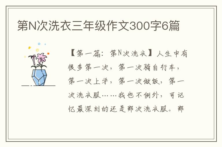 第N次洗衣三年级作文300字6篇