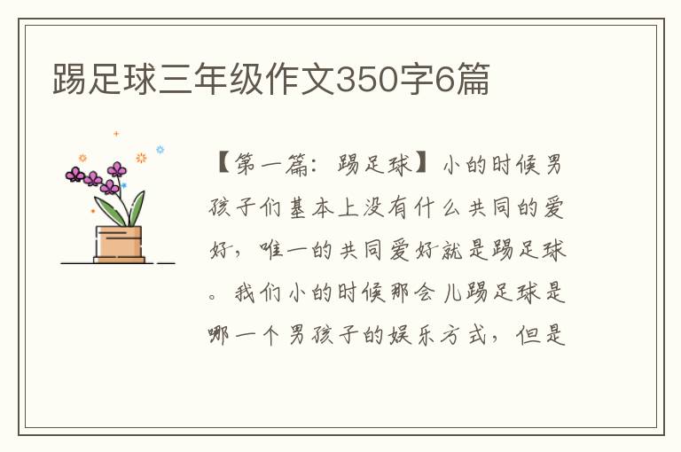 踢足球三年级作文350字6篇