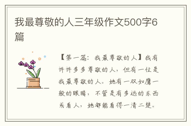 我最尊敬的人三年级作文500字6篇