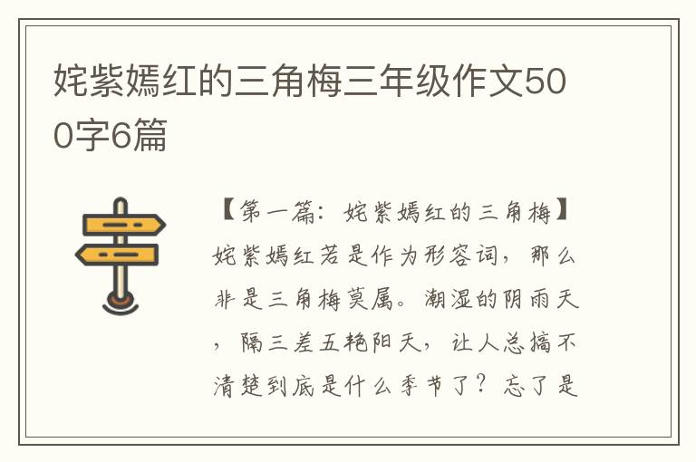 姹紫嫣红的三角梅三年级作文500字6篇