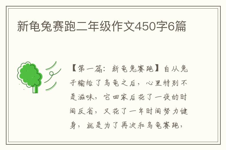 新龟兔赛跑二年级作文450字6篇